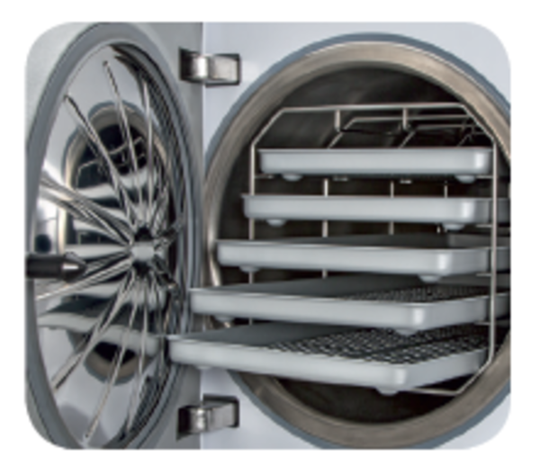 MS có chu trình hấp cho cả các dụng cụ đóng gói và không đóng gói, với quy trình sấy khô tự động.